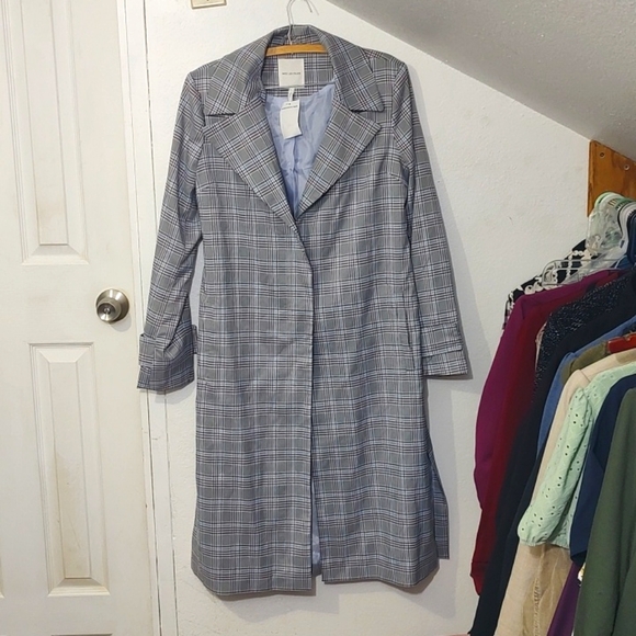 Avec Les Filles Jackets & Blazers - Avec Le Filles Women's Plaid Trench Coat Size L